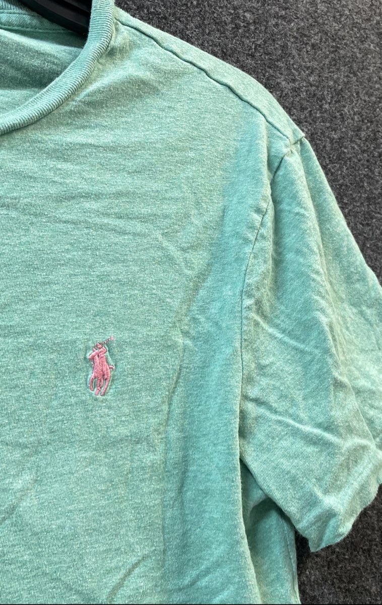 Polo Ralph Lauren Men's Mint Green Custom Slim Fit Cotton Tee Pink Pony Sz S