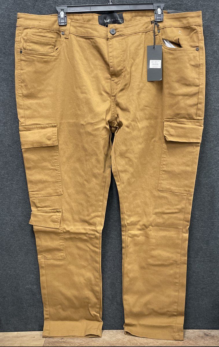 Steve's Jeans Men's Tobacco Regular Fit Cargo Stretch Denim Jeans 46x32 NWT