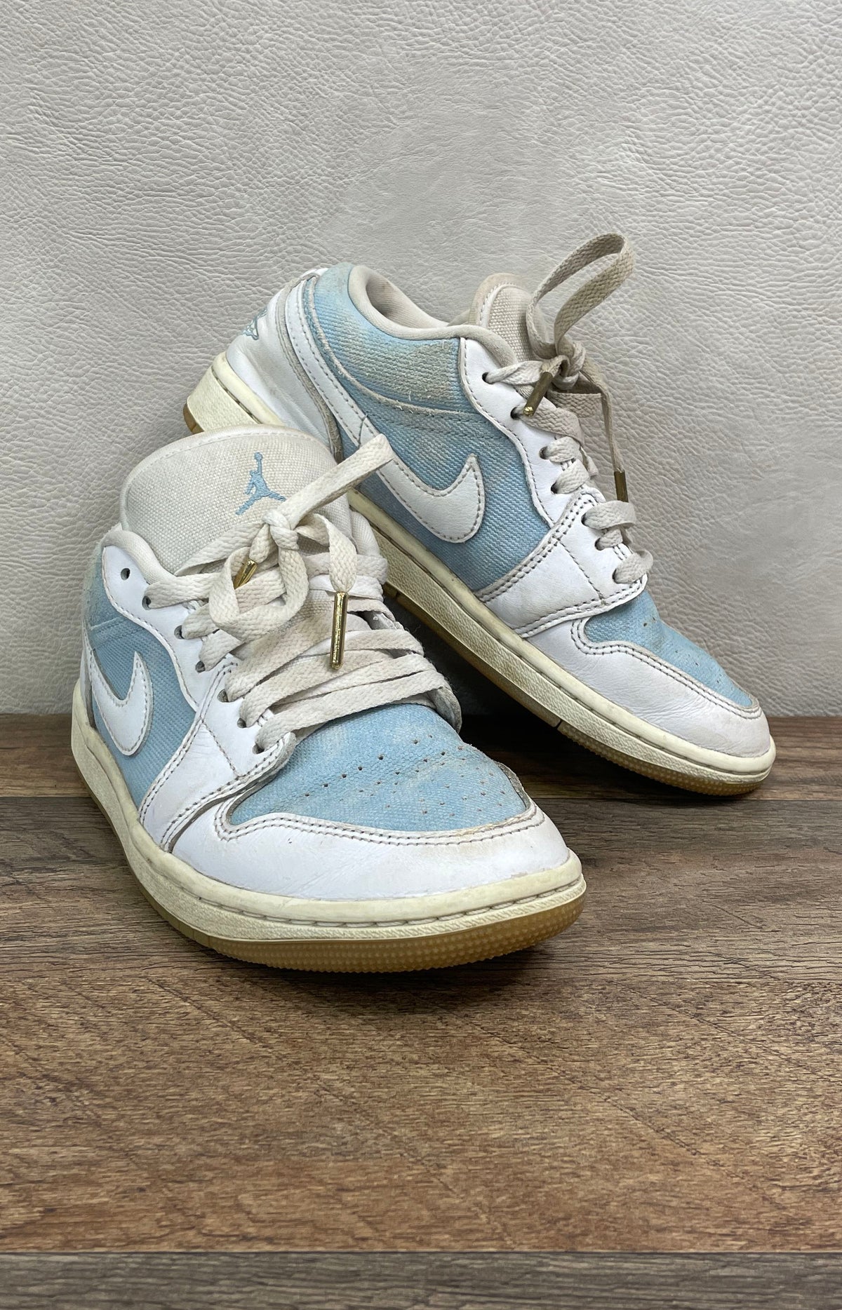 Nike Air Jordan 1 Low Industrial Blue Washed Denim White Size 6