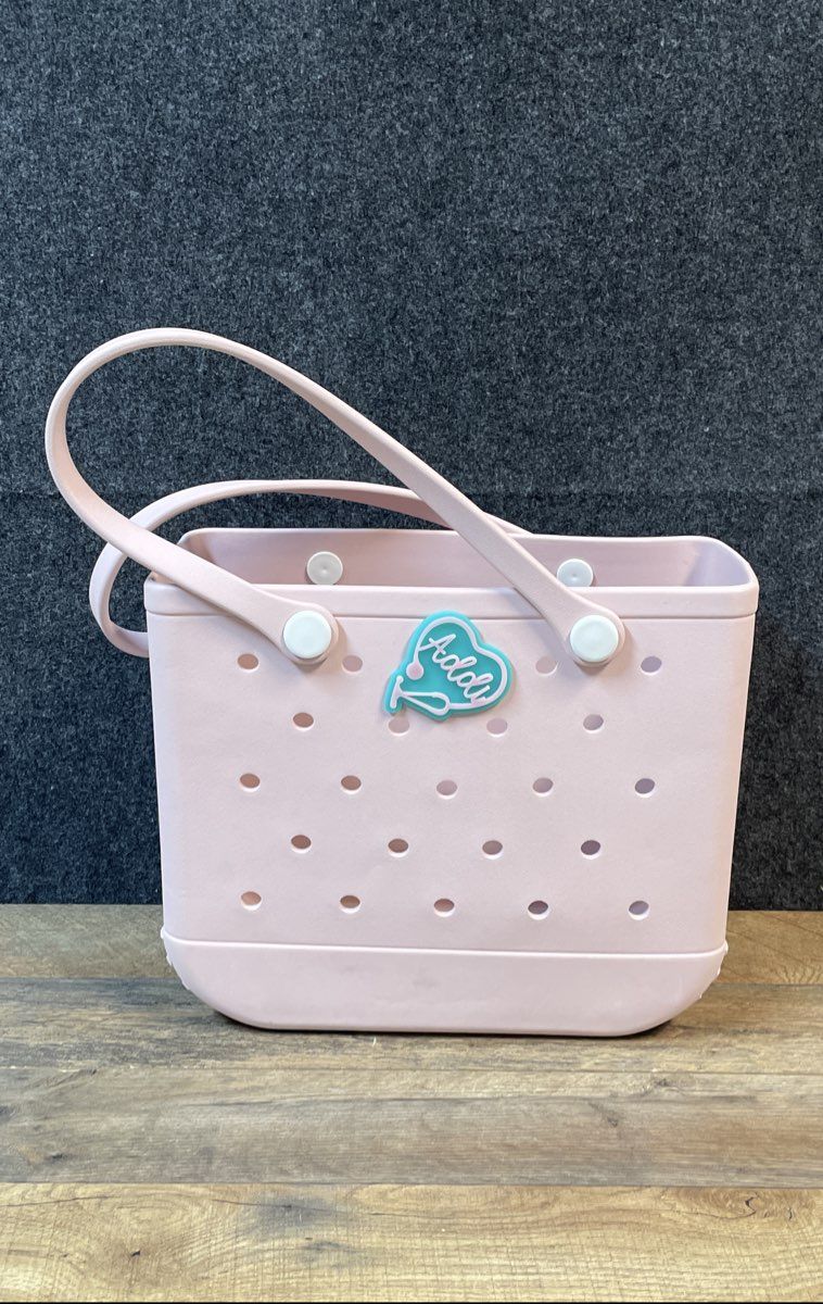 Pink Perforated EVA Rubber Beach Tote Bag Waterproof Washable