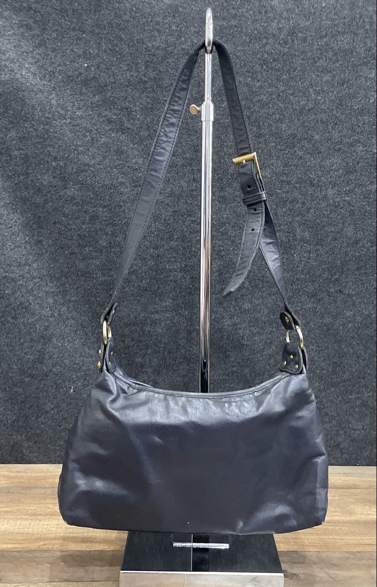 Vintage Etienne Aigner Navy Blue Leather Shoulder Bag Gold Hardware