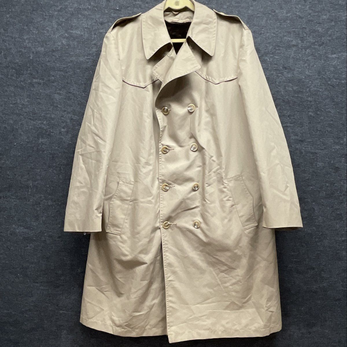 Vintage 80s Sears Men's Beige Double Breasted Trench Coat Fur Liner Sz 46T