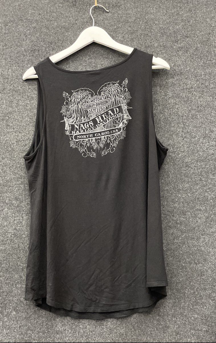Harley-Davidson Nags Head NC Wings Keyhole Graphic Tank Top Made USA Sz 2XL