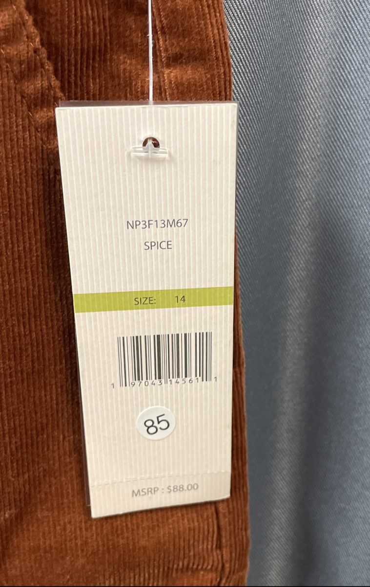 Nanette Lepore Women's Spice Brown Corduroy Cargo Pants NWT Size 14
