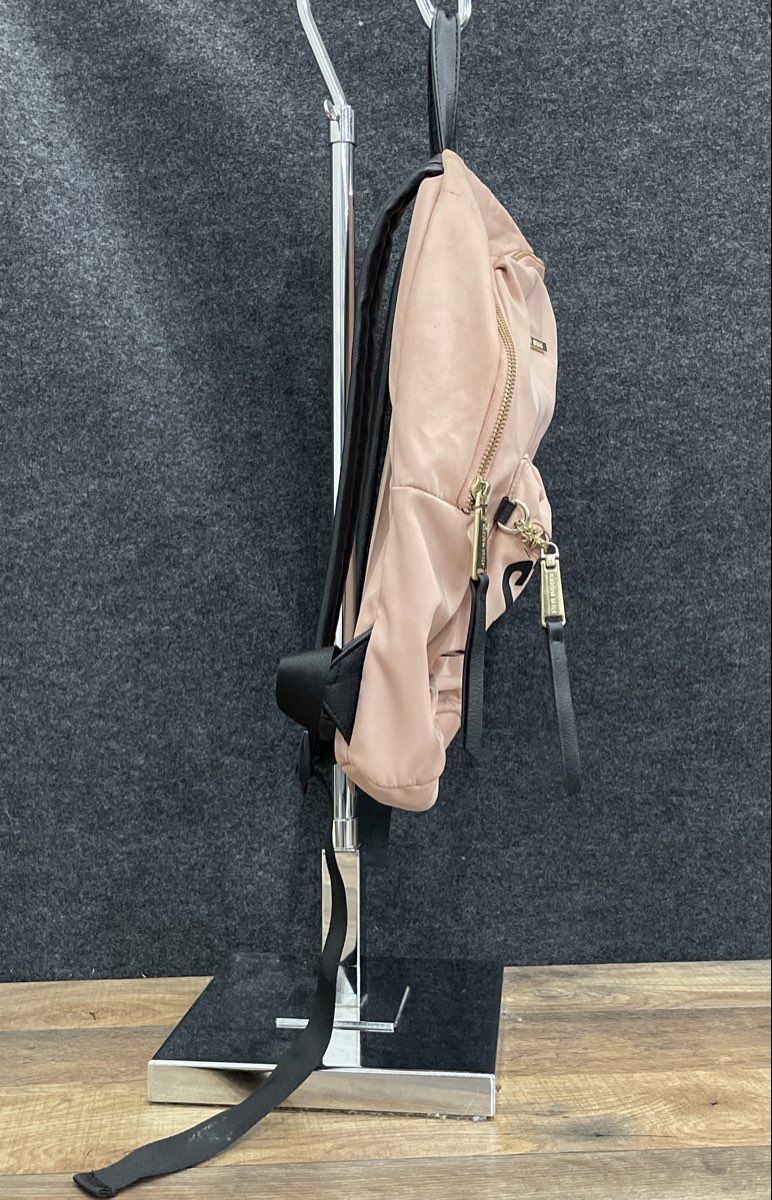 Steve Madden Pink Fabric Backpack Large Logo Gold Hardware