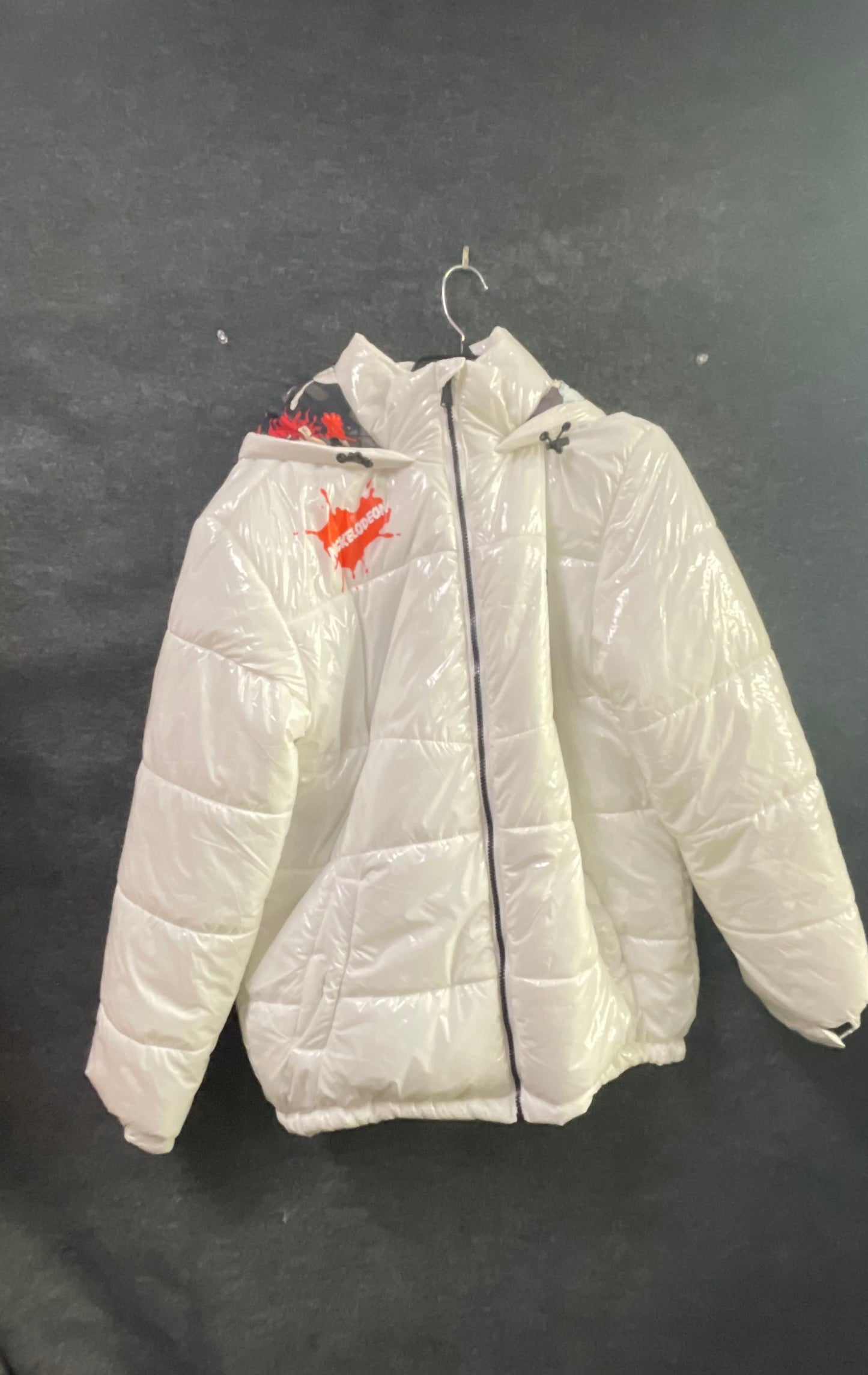 Members Only Men's Nickelodeon Puffer Jacket White Rugrats Hey Arnold Sz M