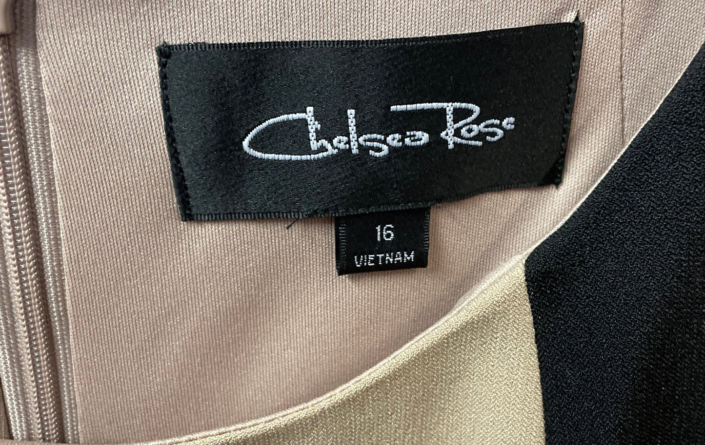 Chelsea Rose Women's Colorblock Sheath Dress Taupe Black Crimson NWT Sz 16