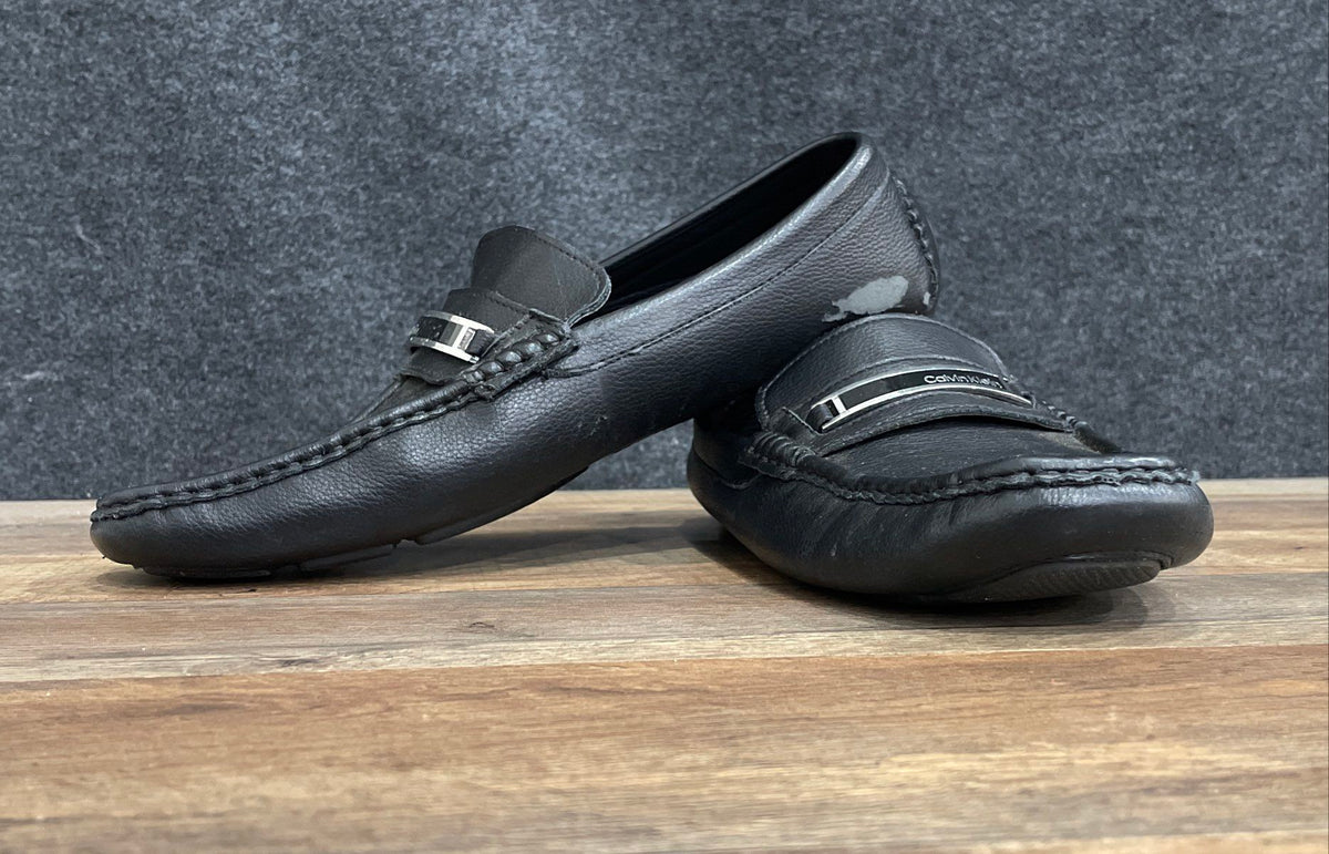 Calvin Klein Merwe Black Synthetic Leather Driving Loafers Men's Size 10