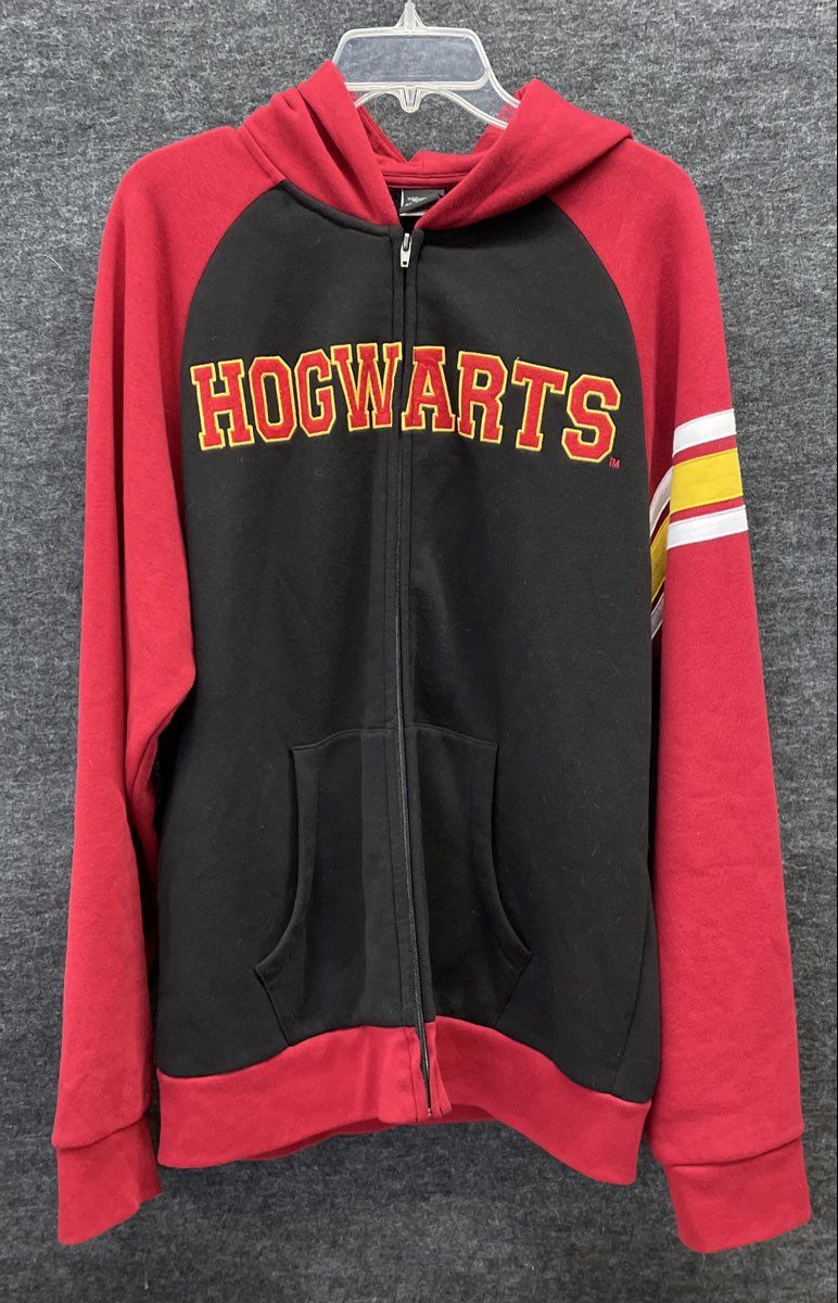 Universal Studios Men's Harry Potter Hogwarts Crest Full Zip Hoodie Black Red XL