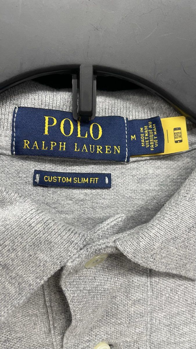 Polo Ralph Lauren Men's Gray Long Sleeve Custom Slim Fit Polo Shirt Sz M