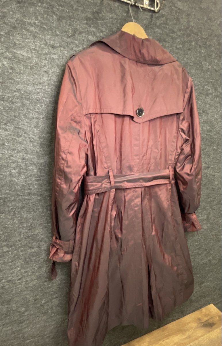 H&M Women's Purple Iridescent Double Breasted Belted Trench Coat Sz 8