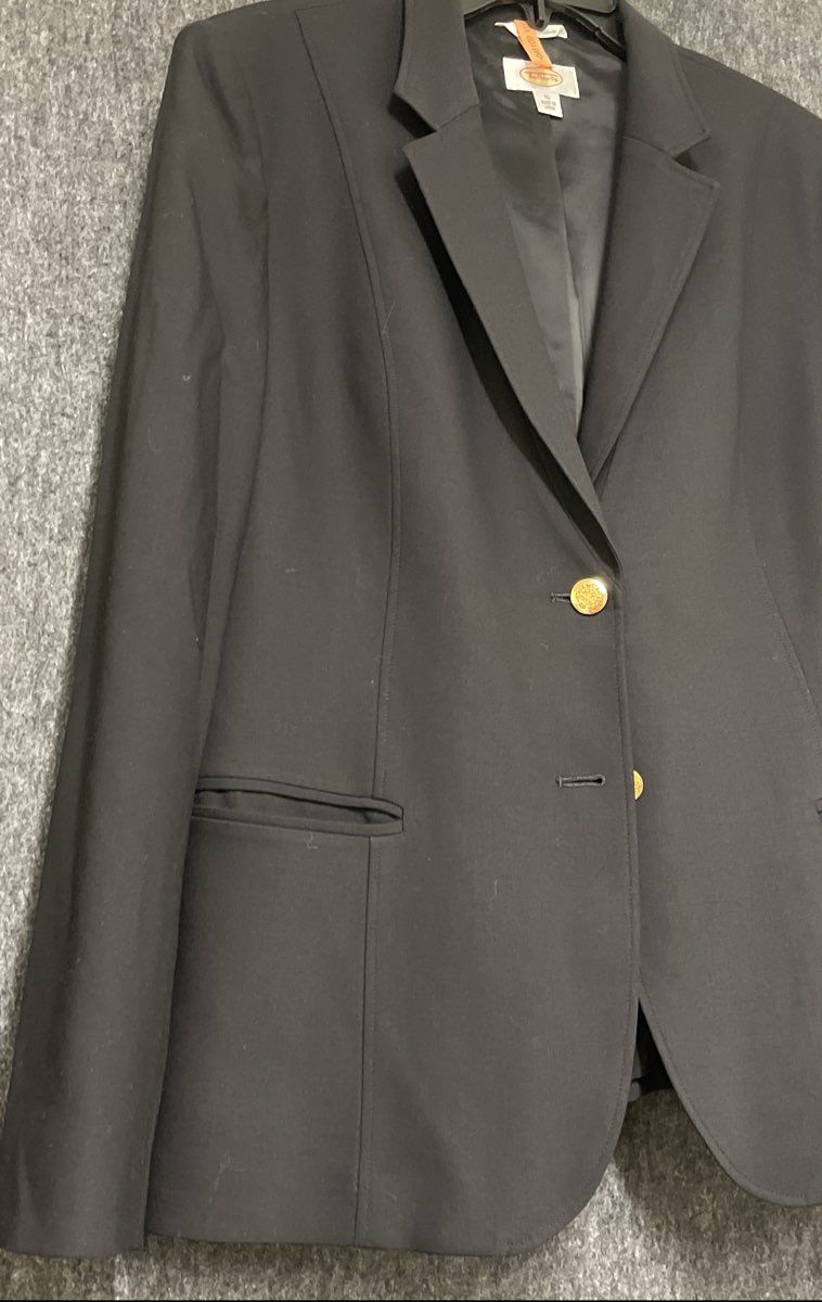 Vintage Y2K Talbots Women's Black Blazer Gold Crested Buttons Japan Sz 16