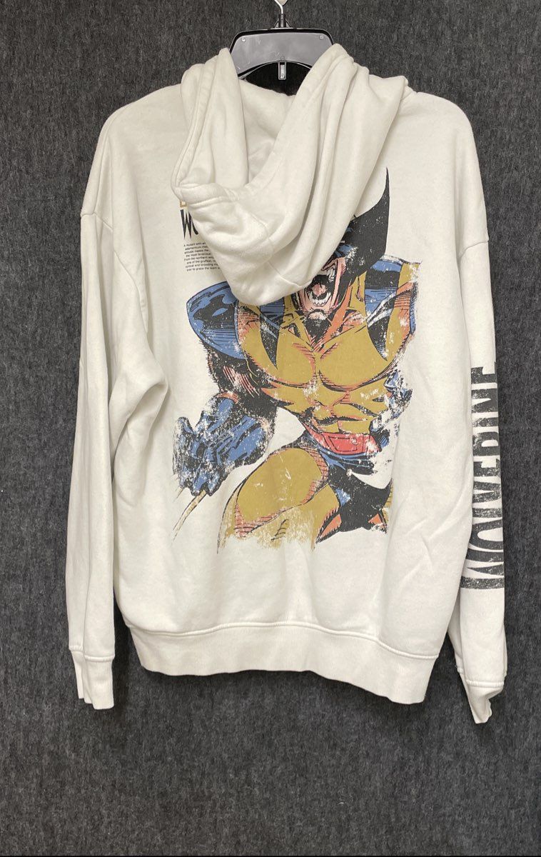 Primark Men's Marvel Wolverine Graphic Pullover Hoodie Off-White Sz M