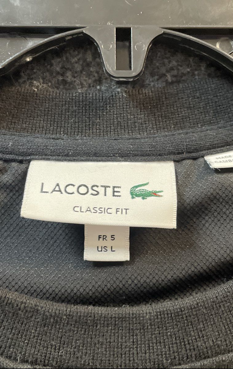 Lacoste Men's Black Classic Fit Cotton Blend Logo Pullover Sweatshirt Sz L