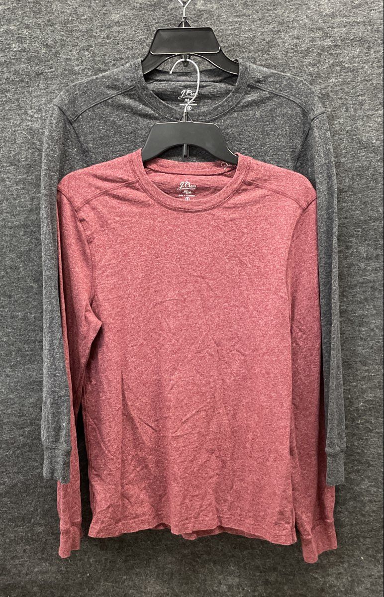 J.Crew Men's Lot 2 Heathered Long Sleeve T-Shirts Red Gray Cotton Crewneck Sz S