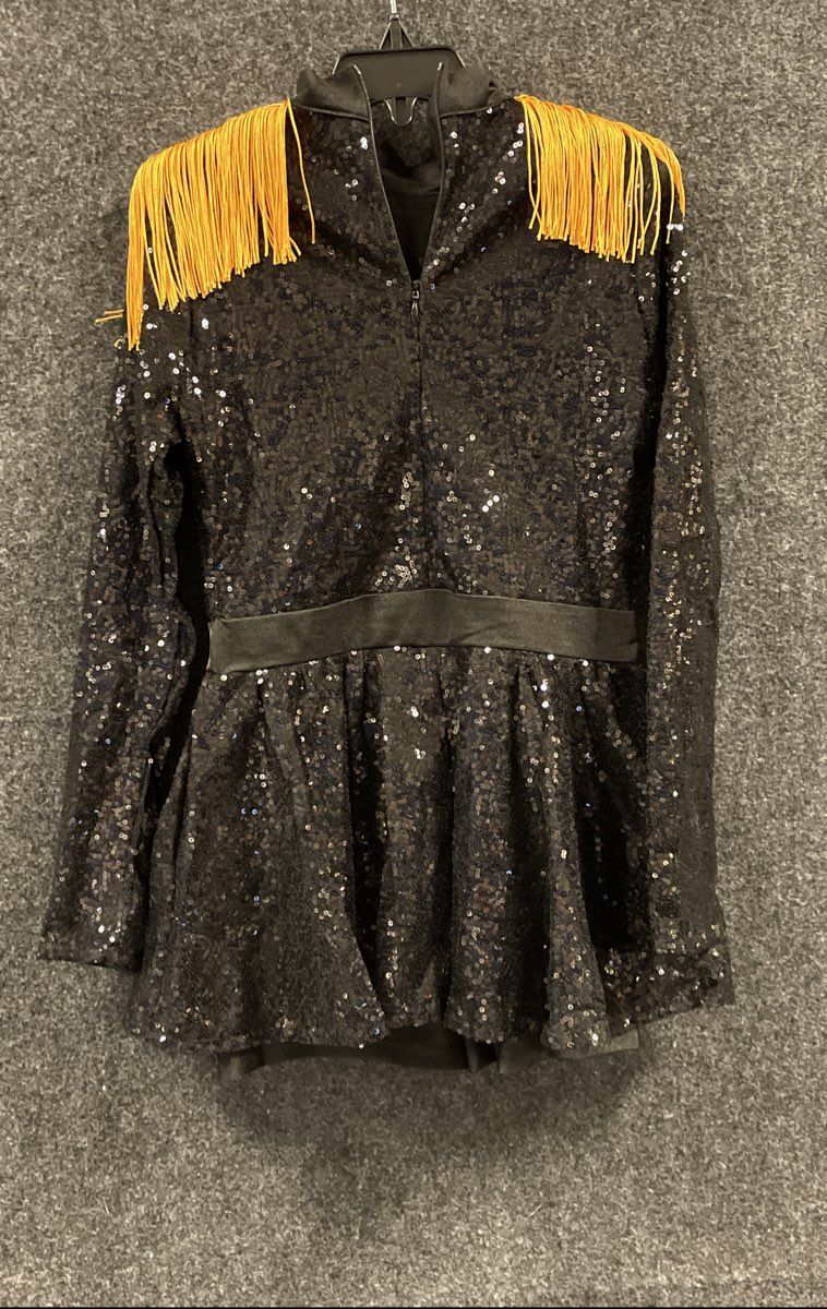 iEFiEL Girls Black Sequin Ringmaster Circus Dance Costume Fringe NWT Sz 10