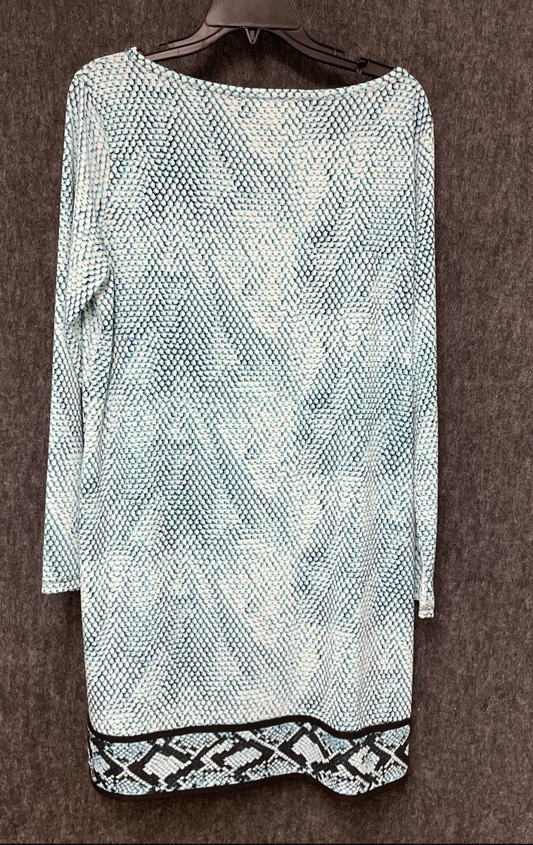 Michael Kors Women's Turquoise Snakeskin Print Boat Neck Geometric Dress Sz XL
