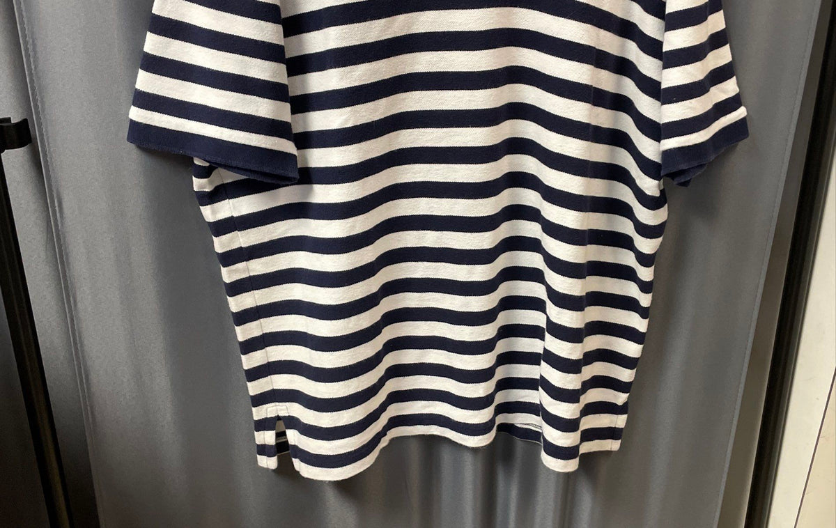 Lauren Ralph Lauren Women's Blue White Nautical Stripe Crest Polo Shirt Sz XL