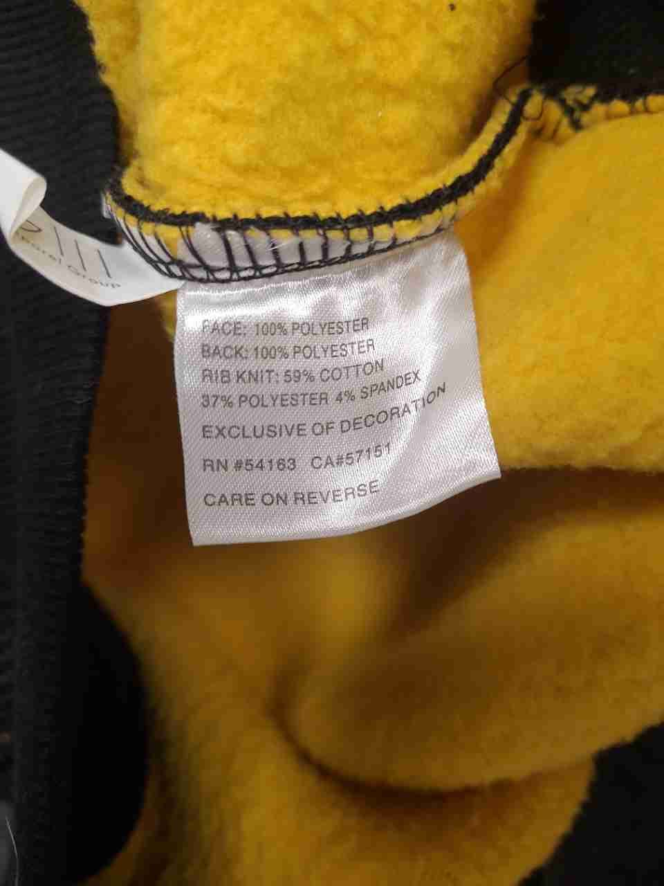 NFL Pittsburgh Steelers Mens Full Zip Hoodie Jacket Yellow Fleece Lined Sz M