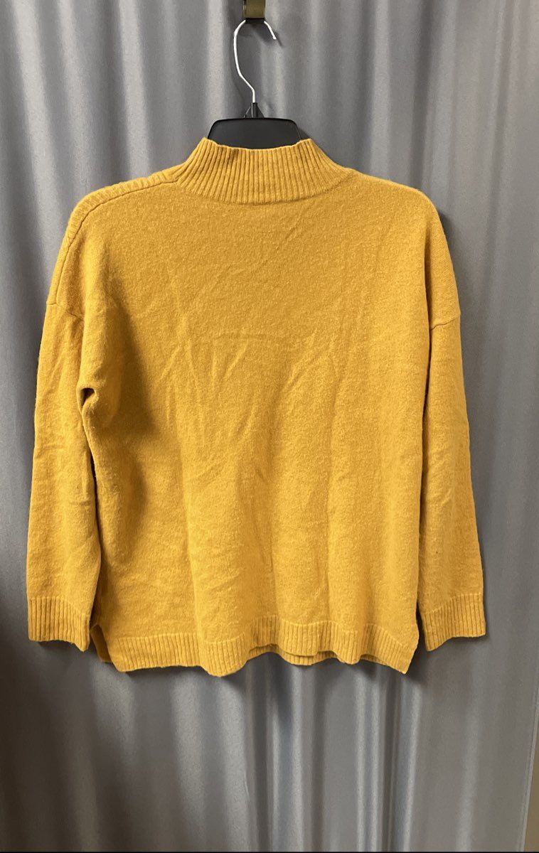 Isaac Mizrahi Live Women's Saffron Yellow 100% Cashmere Mock Neck Sweater Sz S