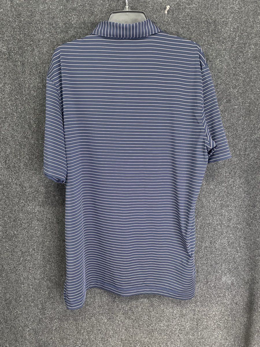 Peter Millar Men's Summer Comfort Polo Shirt Navy White Striped FCC Logo Sz L