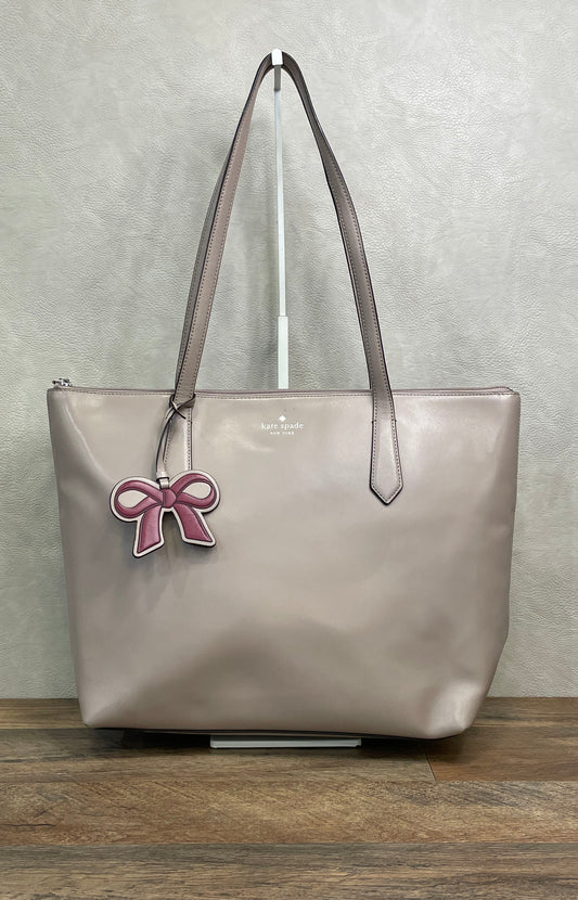 Kate Spade Ash Purple Leather Zip Top Tote Bag with Bow Charm