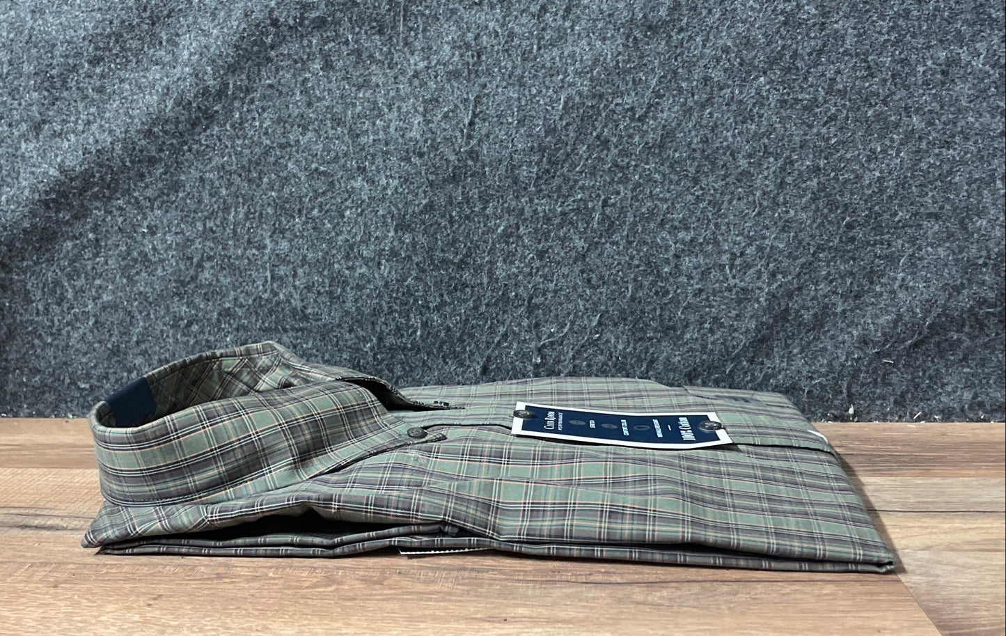 Club Room Men's NWT Performance Plaid Dress Shirt Green Sz 16.5 34/35