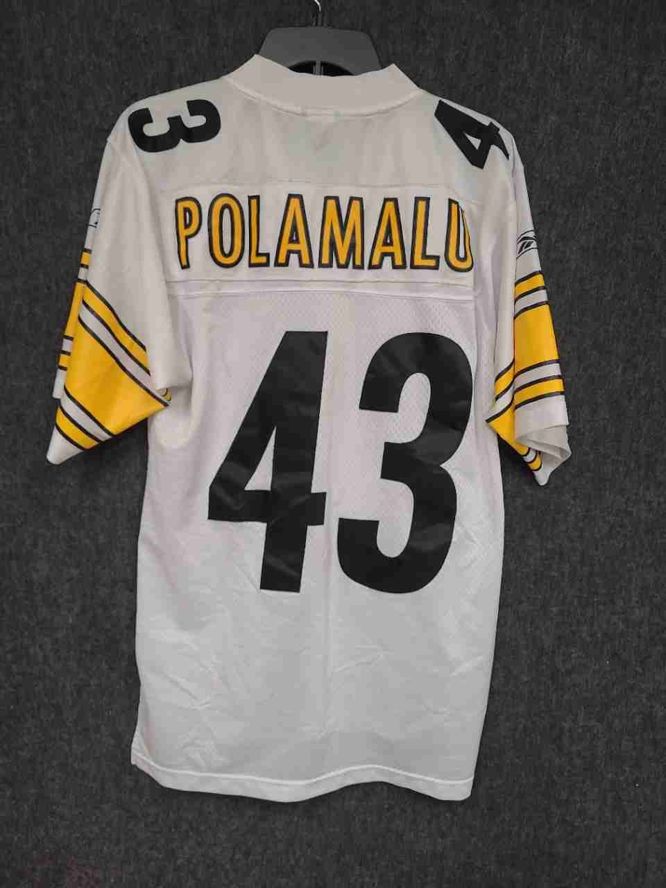 Reebok Men's Pittsburgh Steelers Troy Polamalu #43 NFL Jersey White Size S