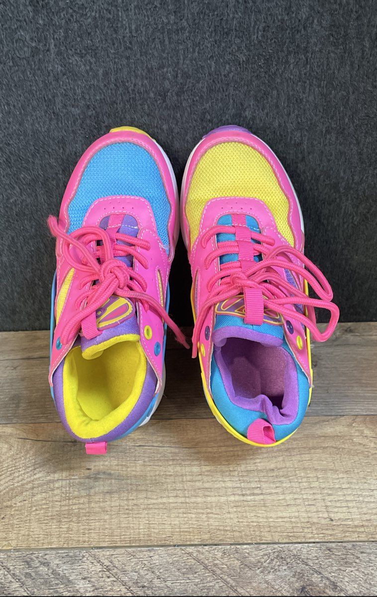 Heelys Force Pink Yellow Blue Multicolor Skate Shoes Youth Size 1