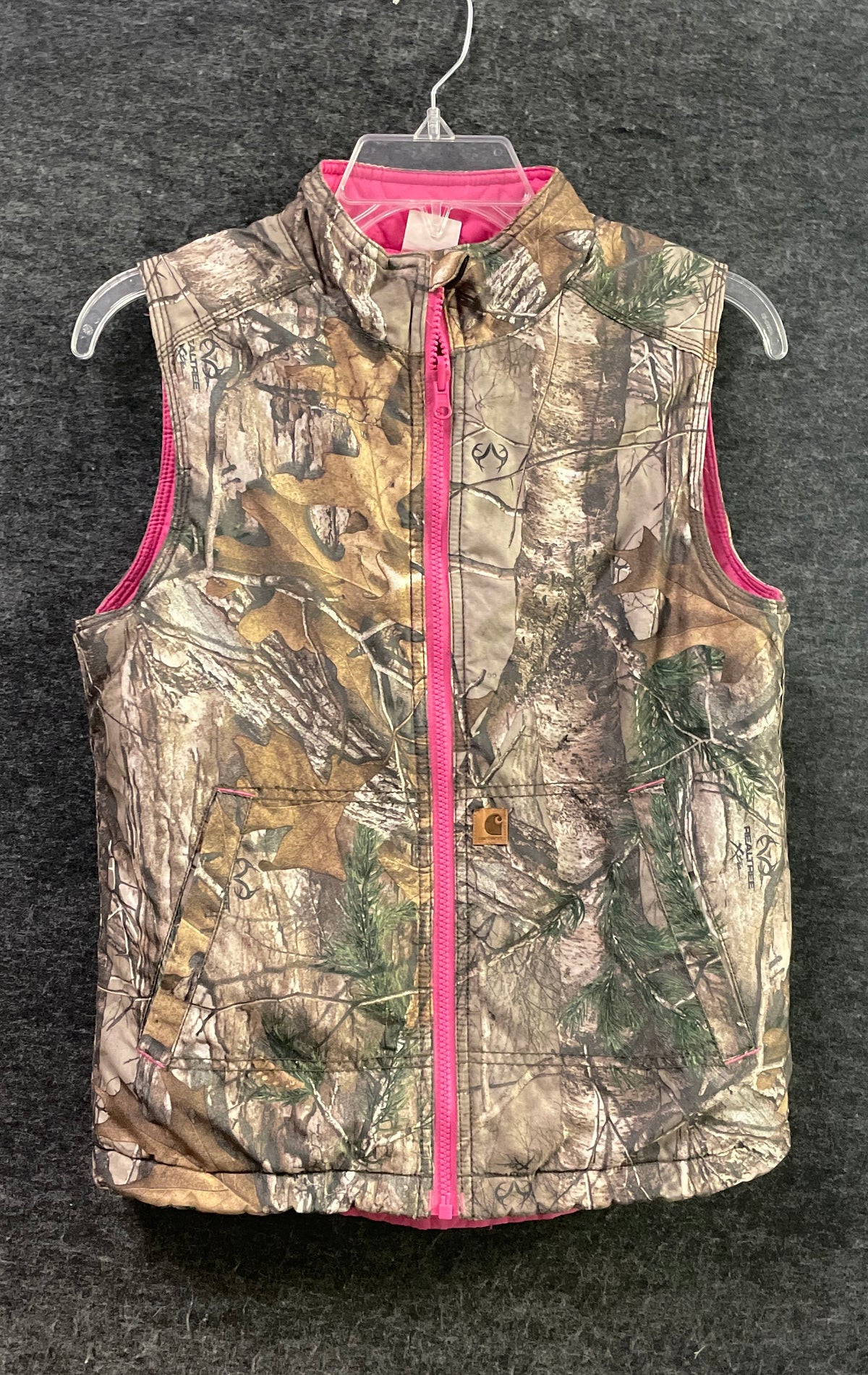 Carhartt Girls Realtree Xtra Camo Pink Insulated Padded Vest Sz L 14