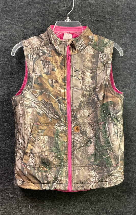 Carhartt Girls Realtree Xtra Camo Pink Insulated Padded Vest Sz L 14