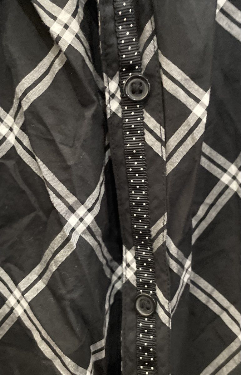 Kim Rogers Women's Black Plaid 100% Cotton Button Up Blouse Petite XL