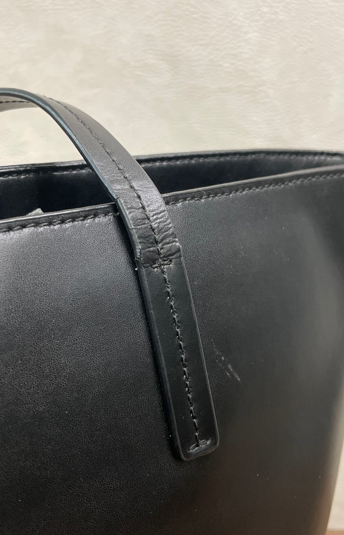 Kate Spade Black Leather Large Shoulder Tote Bag Gold Logo