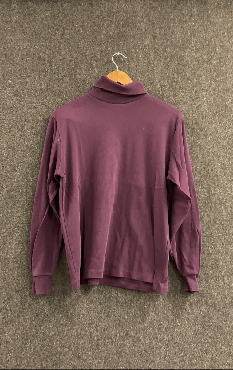 Vintage 90s L.L. Bean Women's Purple Cotton Turtleneck Top Made in USA Size L