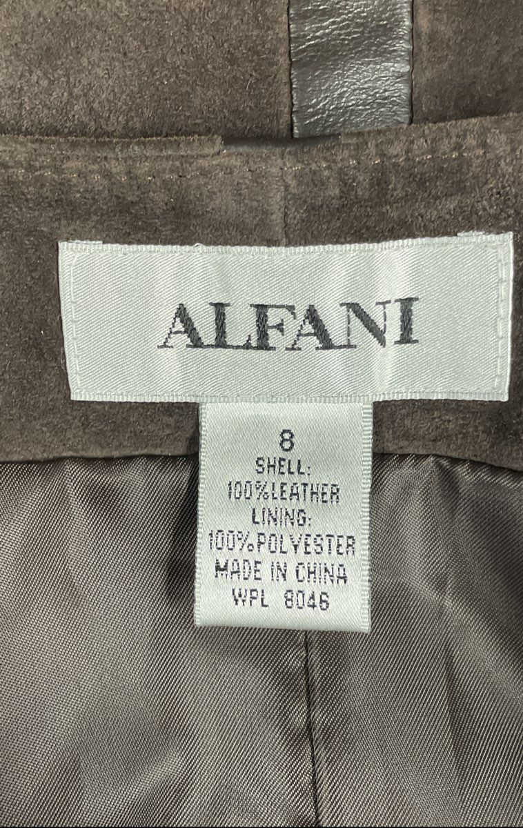 Alfani Women's Brown Suede Leather Panelled Pencil Skirt Size 8