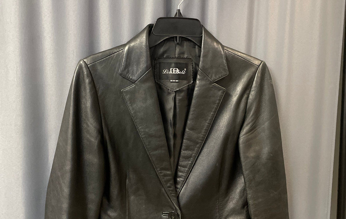 Lia Bell Women's Black Sheepskin Leather Blazer Jacket Single Button Sz S