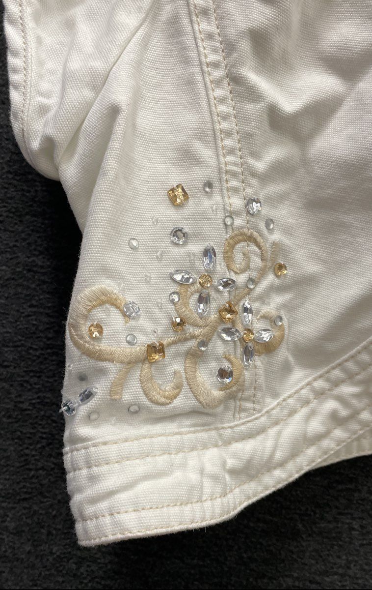 Limited Too Girls White Embroidered Rhinestone Cropped Bolero Jacket Size 20