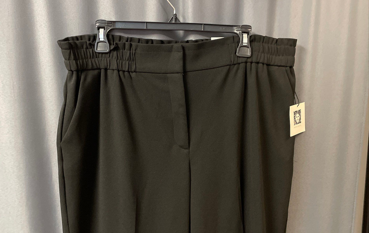 Anne Klein Women's Black Straight Leg Pants NWT Elastic Waist Sz 14