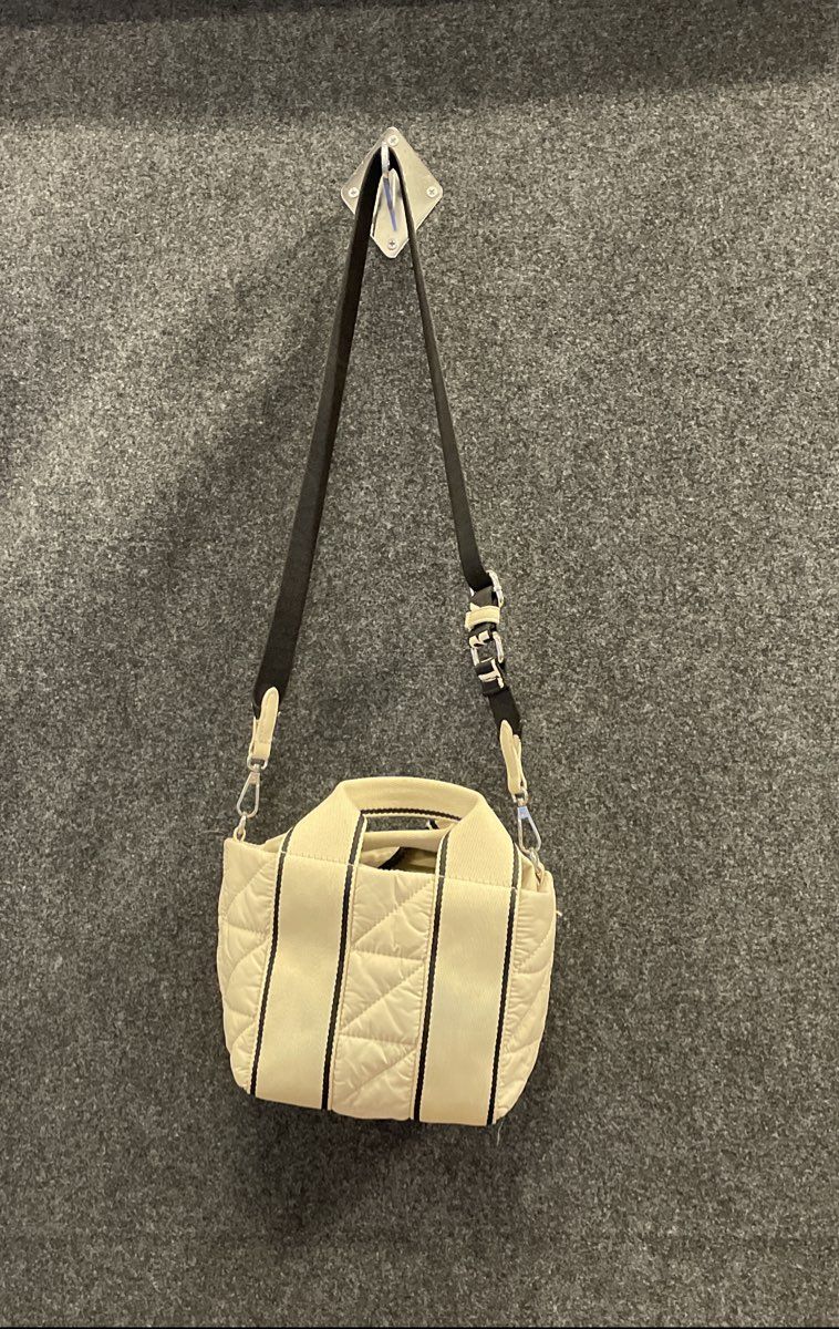 Zara Cream Quilted Padded Crossbody Shoulder Bag Webbing Strap Ordinary