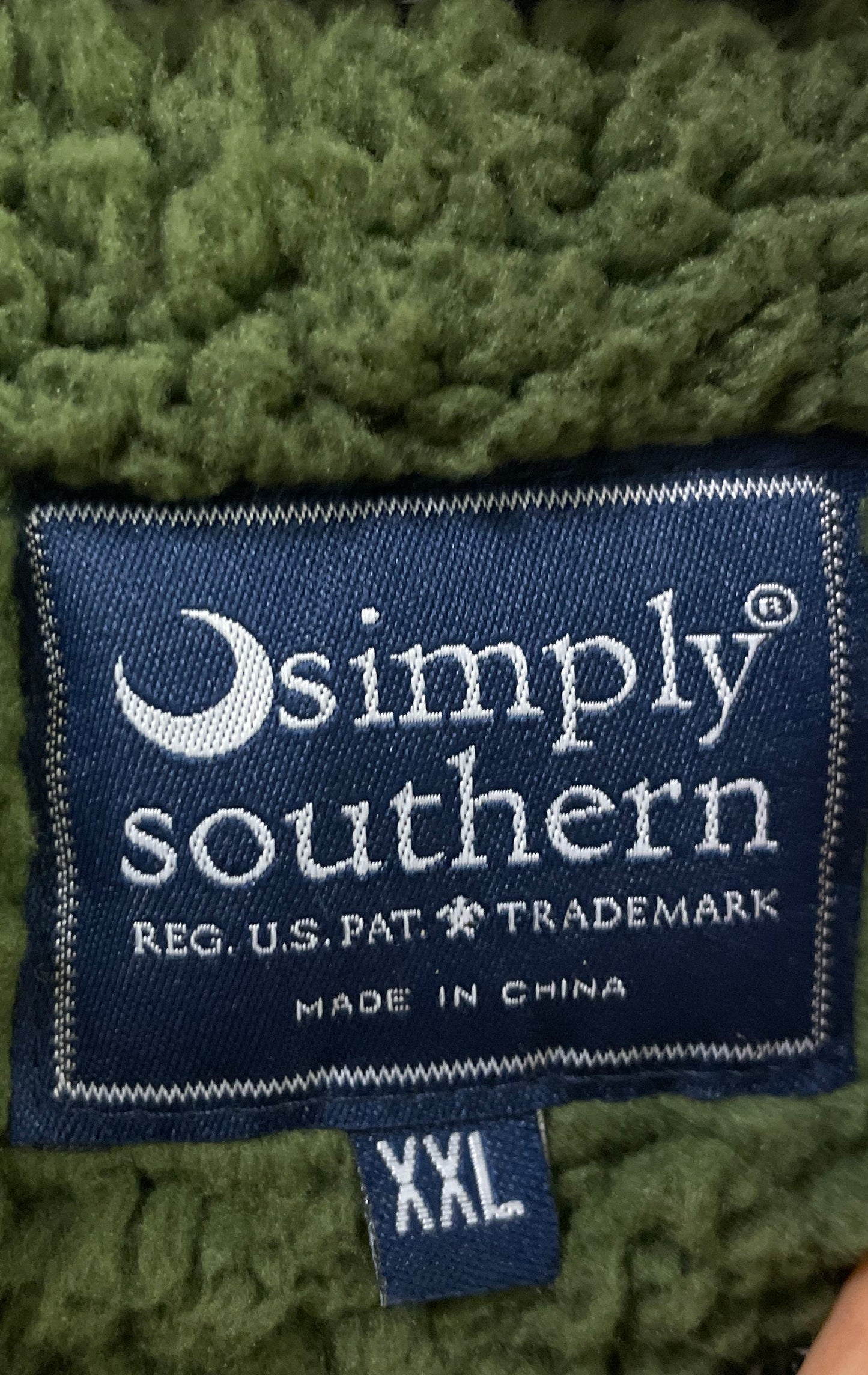 Simply Southern Women's Sherpa Fleece Quarter Zip Pullover Green Jacket Sz XXL