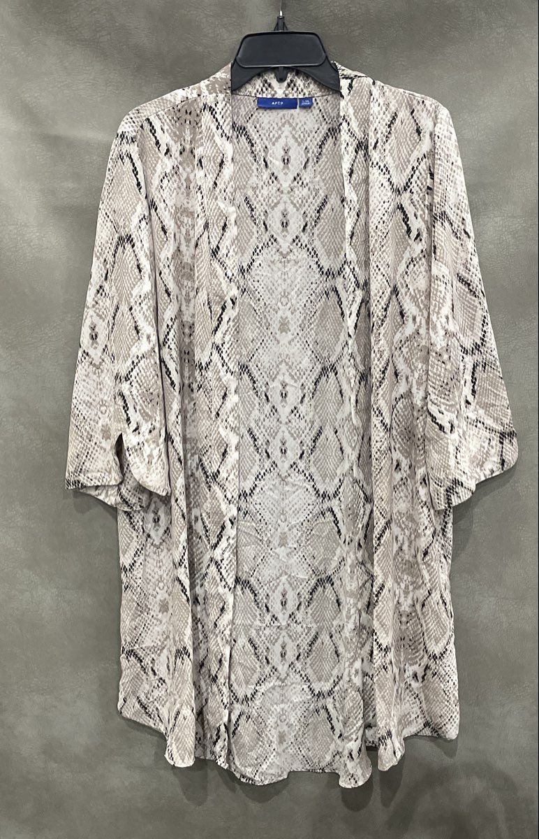 Apt. 9 Women's Snake Skin Pattern Kimono Cardigan Open Front Topper Sz L/XL