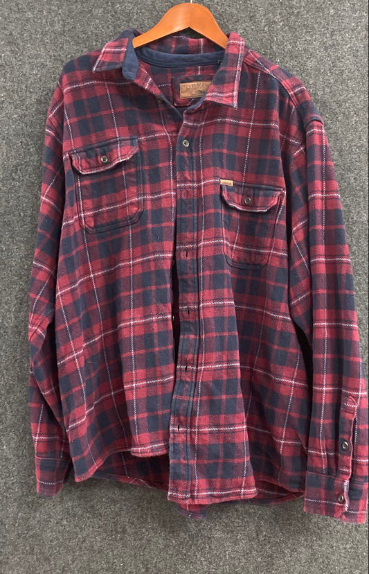 Orvis Men's Big Bear Plaid Heavyweight Flannel Button Shirt Red Sz 3XL