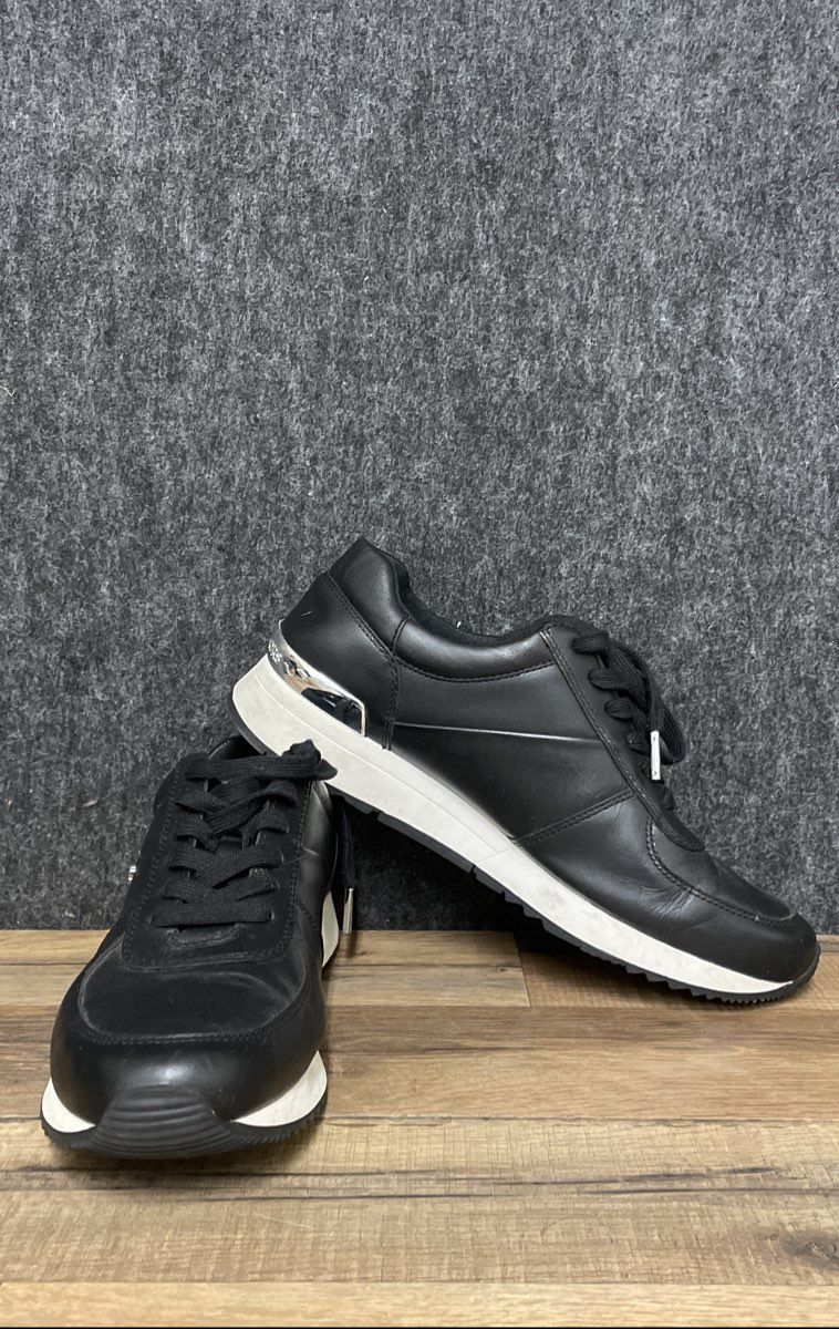 MICHAEL Michael Kors Allie Trainer Black Leather Sneakers Women's Size 9.5