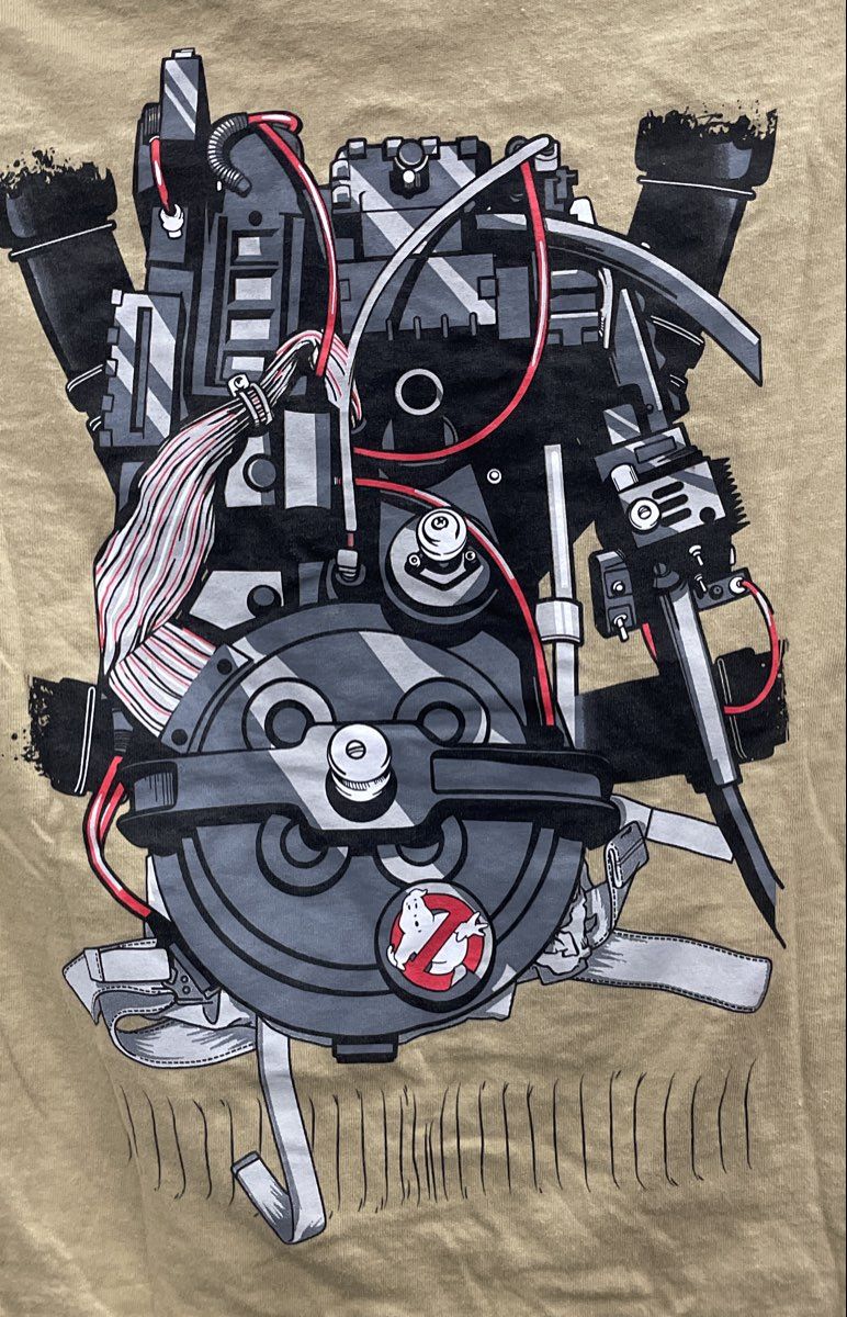 Ghostbusters Egon Spengler Costume T-Shirt Double Sided Proton Pack Sz S