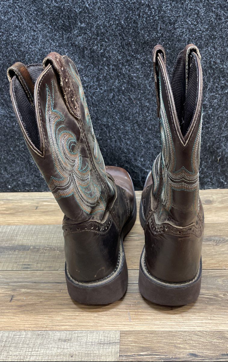Justin Gypsy L9984 Brown Leather Square Toe Western Boots Size 8 B