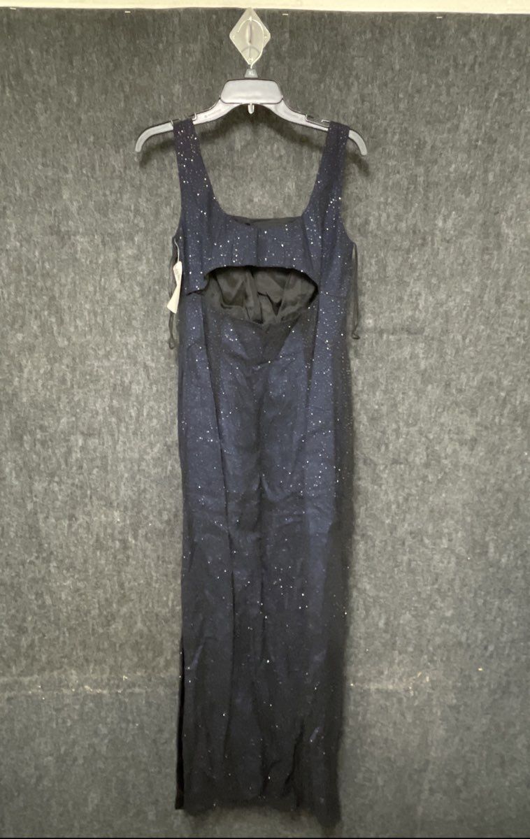 Reggio Women's Navy Blue Evening Dress Glitter Sparkle Square Neck Vintage Sz 6