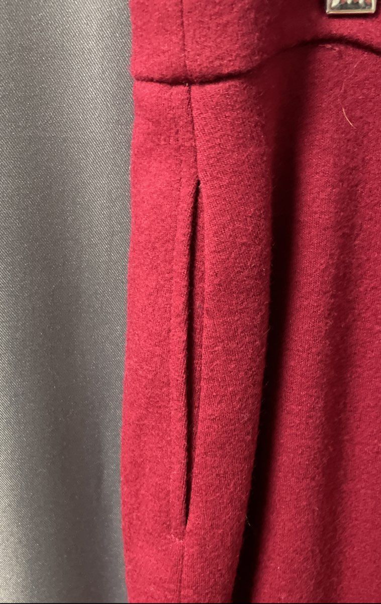 Vintage 80s Bleyle Women's Red 100% Wool Knit Pencil Skirt Pockets Sz 14