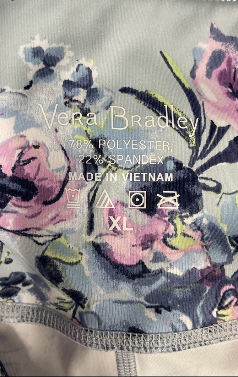 Vera Bradley Women's Floral Print High Rise Leggings Blue Pink Purple Sz XL