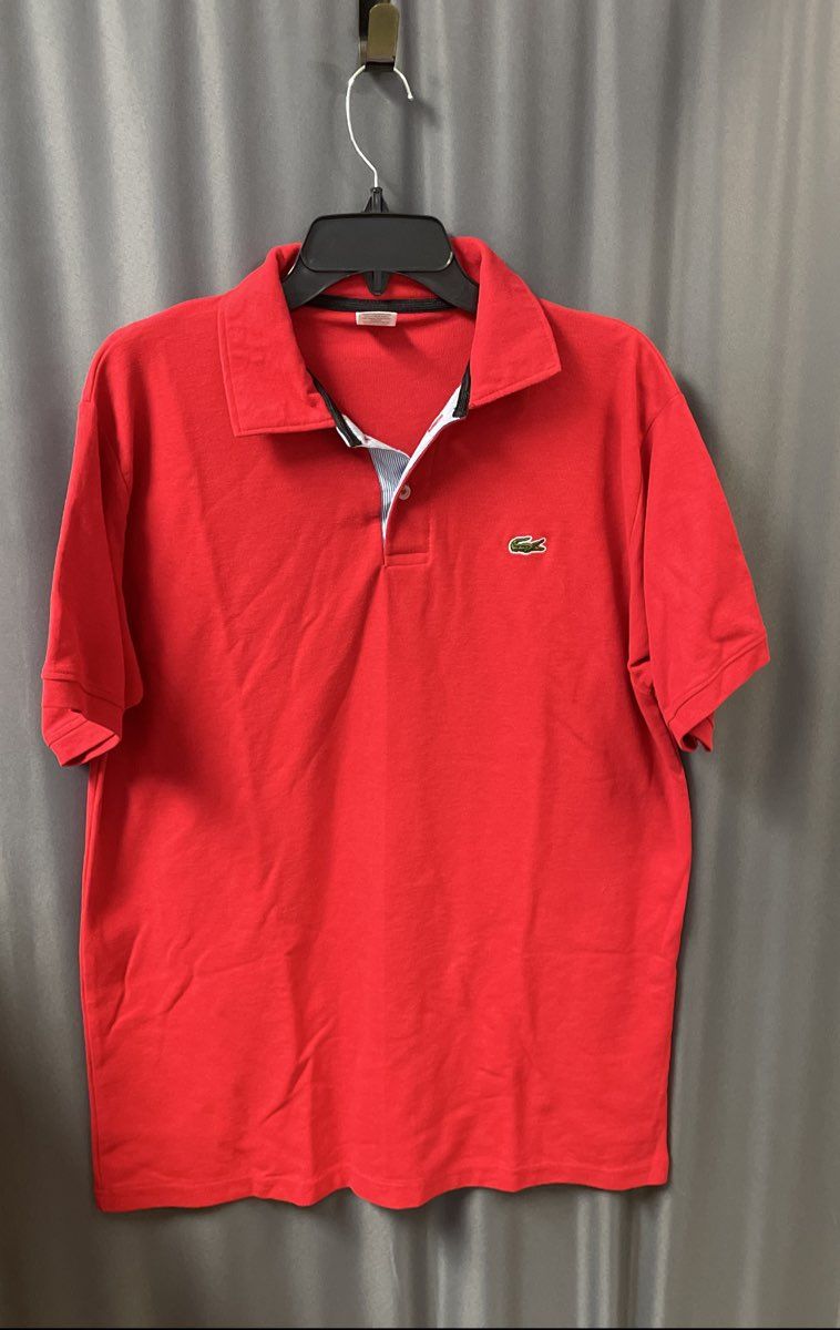 Lacoste Boys Red Short Sleeve Pique Knit Polo Shirt Size XL 16-18