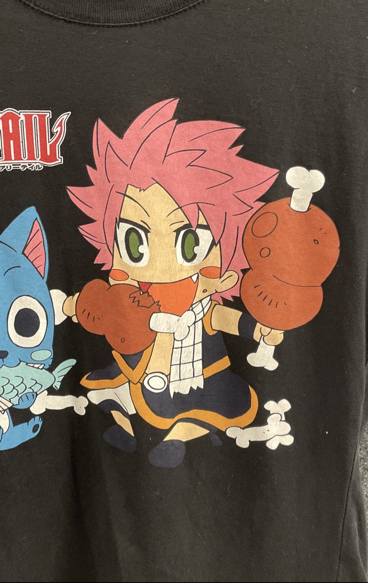 Fairy Tail Men's Black Chibi Natsu Happy Funimation Anime T-Shirt Sz XL